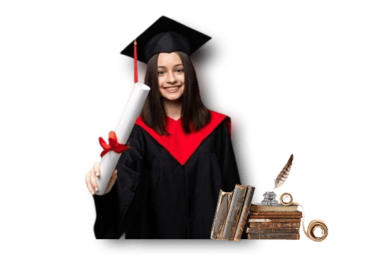 Graduate student in cap and gown
